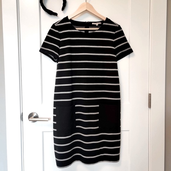 Gap striped black/gray stripe shirt dress with pockets, size S - Picture 1 of 5